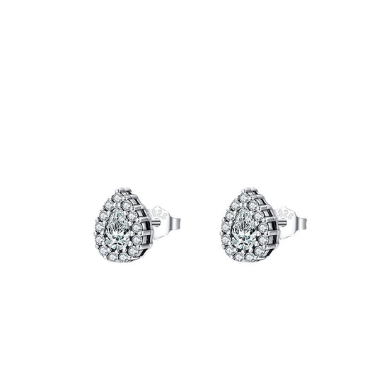 S925 Pure Silver Droplet Earrings with Zircons, Korean Edition, Everyday Genie Collection