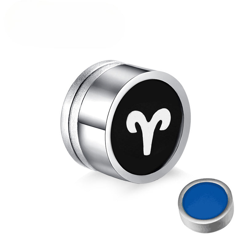 Titanium Steel Twelve Constellation Earrings for Men