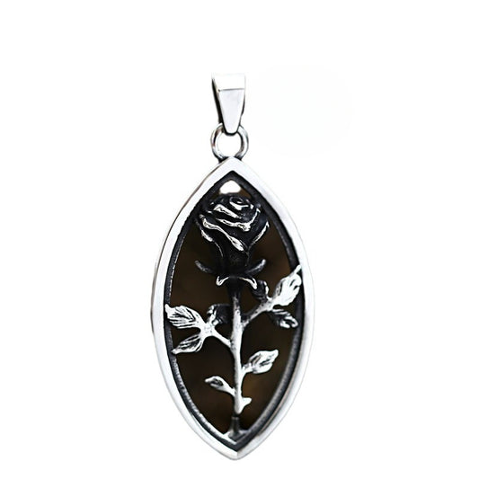 Stylish Retro Rose-Shaped Titanium Steel Pendant for Unisex - Minimalist Stainless Steel Accessory
