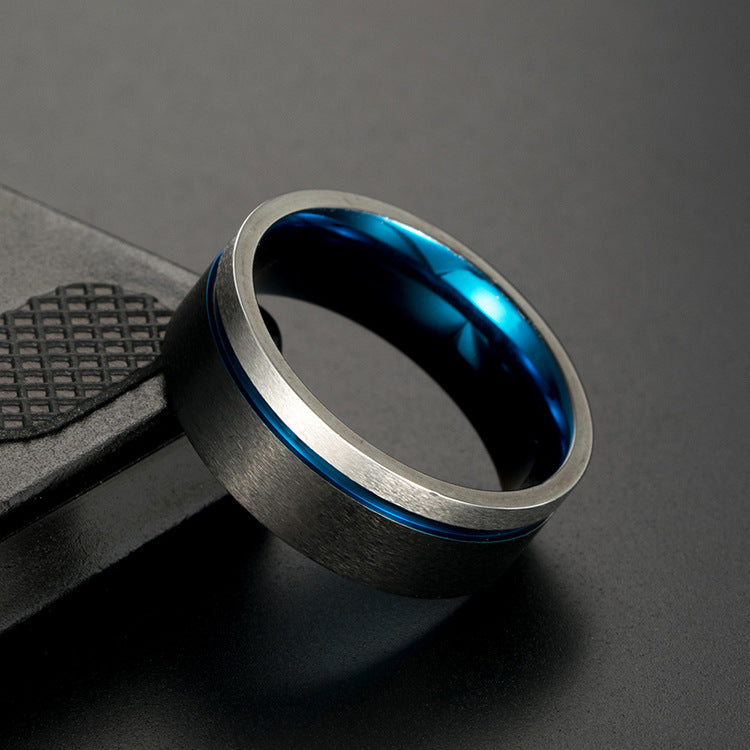 Planderful Everyday Genie Steel Ring For Men Hip Hop Inspired Blue Black Daily Wear Jewelry