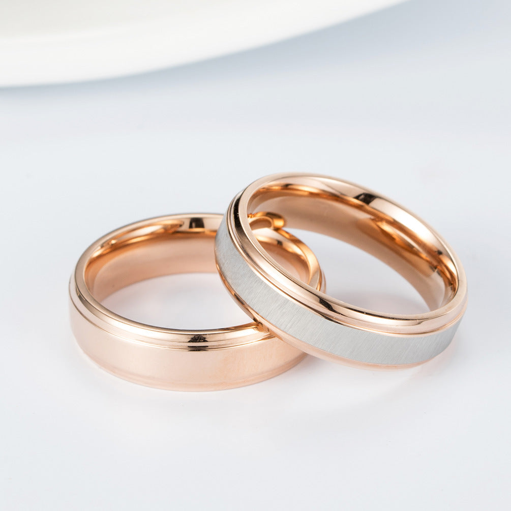 Korean Version of Rose Gold Hengsha Ring for Couples