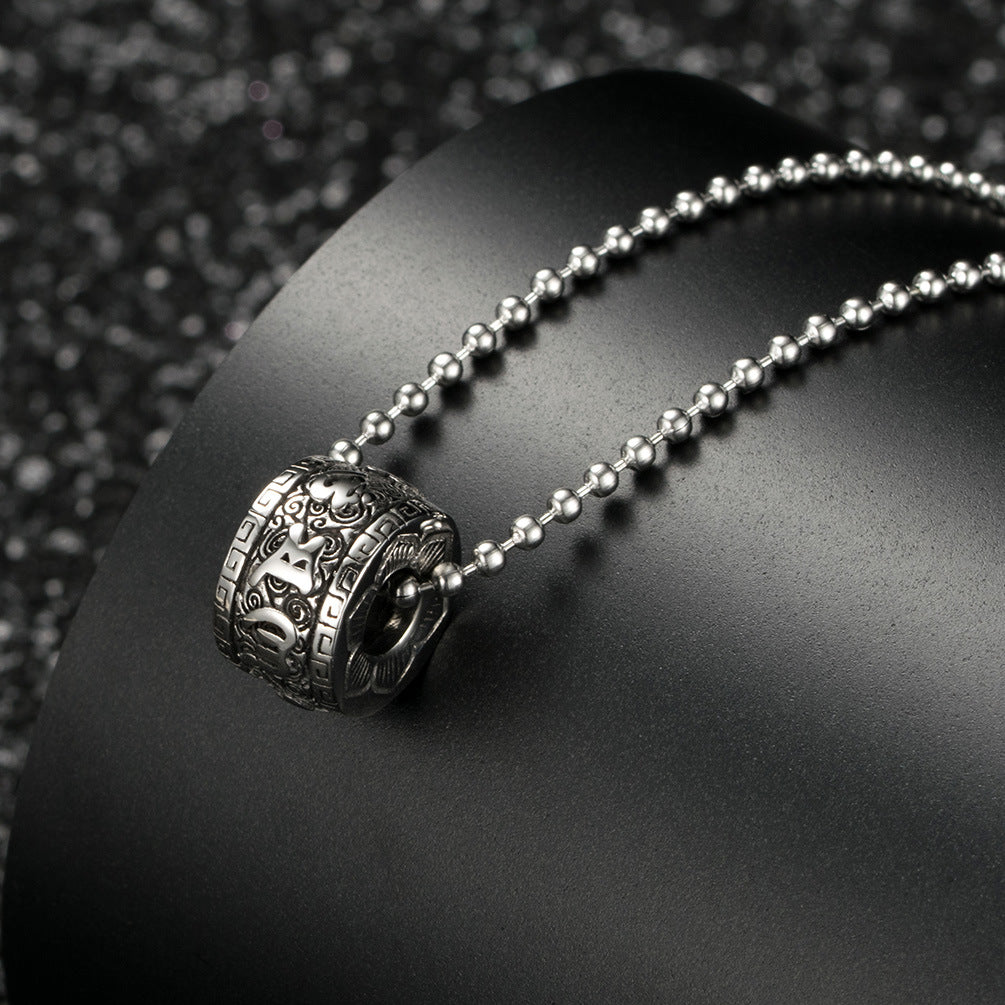 Buddhist Six Character Motto Necklace With Lotus Pattern For Meditation Enthusiasts Titanium Steel Pendant Planderful