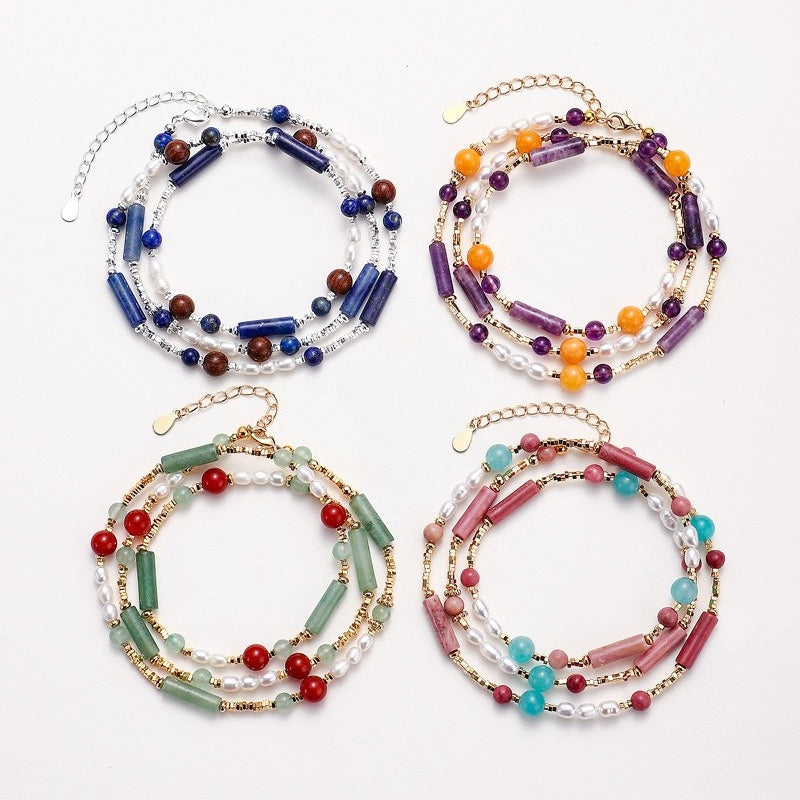 Freshwater Pearl & Aventurine Multi-Wrap Bracelet