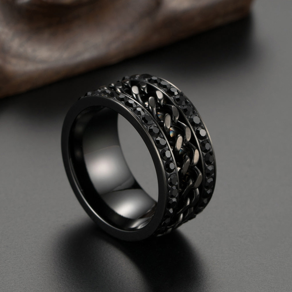 Cross-Border E-Commerce Supply Colorful Zircon Ring for Men