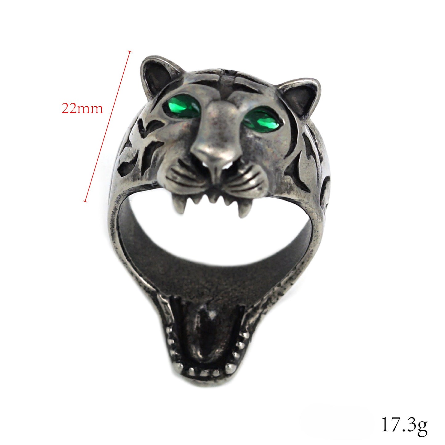 Planderful Stainless Steel Tiger Head Ring Unisex Vintage Retro Style For Men And Women