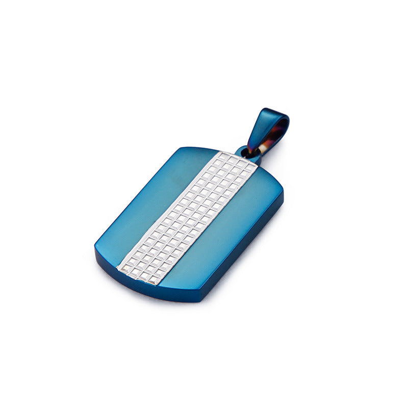 Blue Military Style Stainless Steel Men's Pendant with Custom Engraving, Titanium Steel Couple Pendants Set for Men's Niche Jewelry