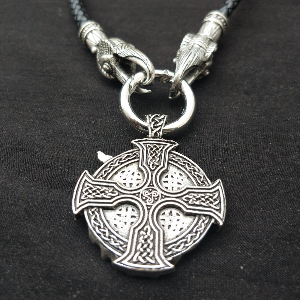 Norse Legacy Viking Odin Necklace for Men, Metal Pendant with Helena Design