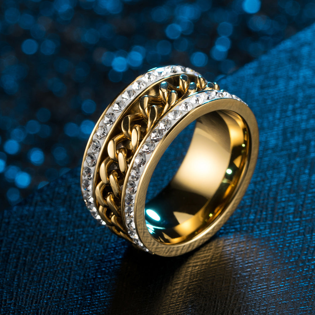 Cross-Border E-Commerce Supply Colorful Zircon Ring for Men