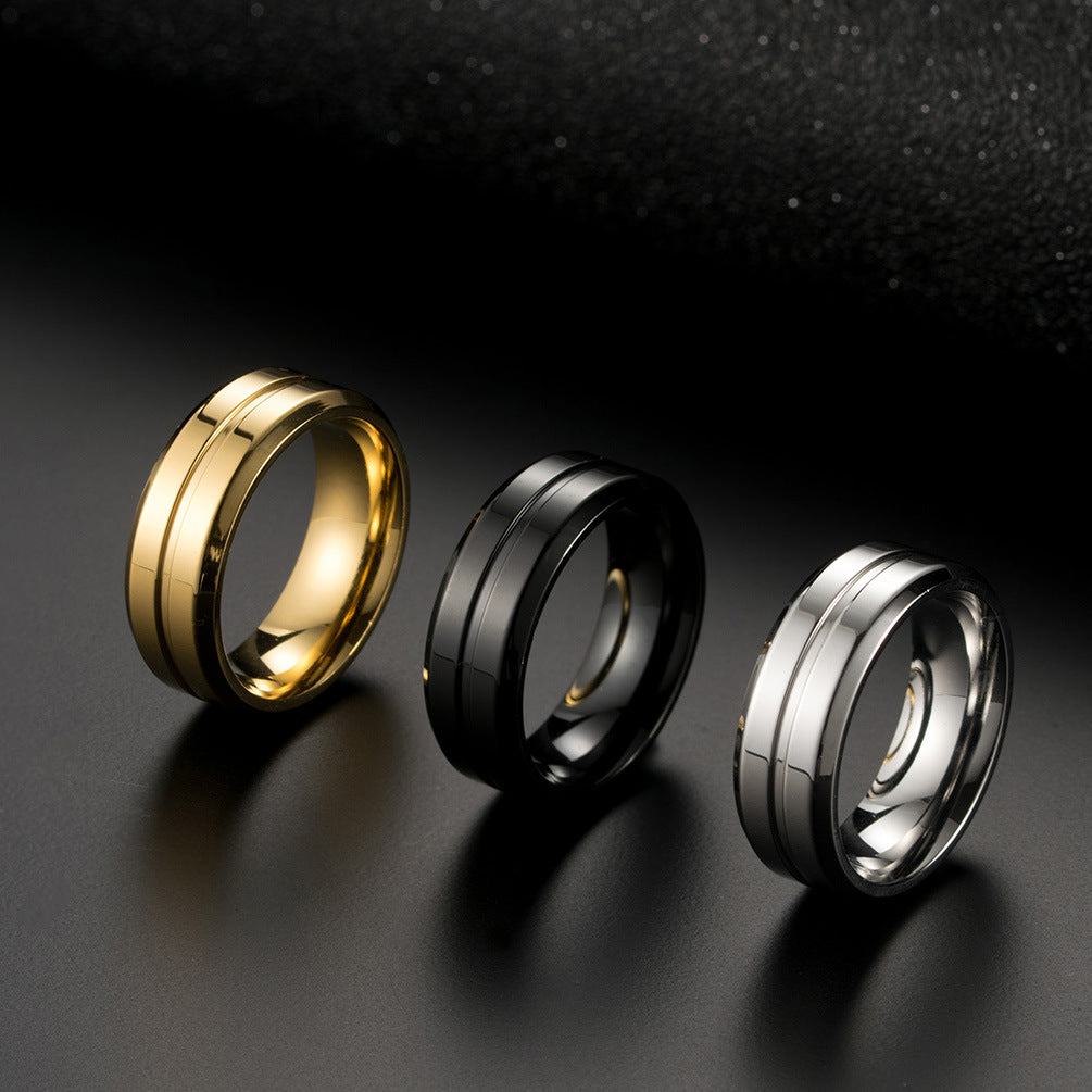 Electric Order Lines Simple Mirror Men's Ring - Minimalist Trendy Accessory