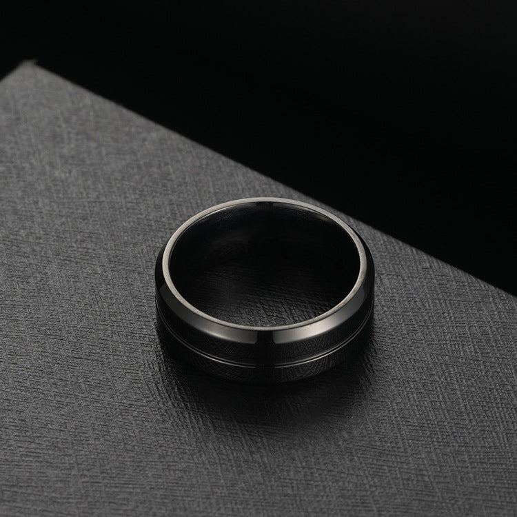 Planderful Titanium Steel Ring For Men Grooved Design Personalizable Everyday Wear Jewelry