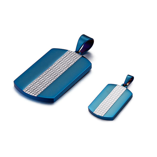 Blue Military Style Stainless Steel Men's Pendant with Custom Engraving, Titanium Steel Couple Pendants Set for Men's Niche Jewelry