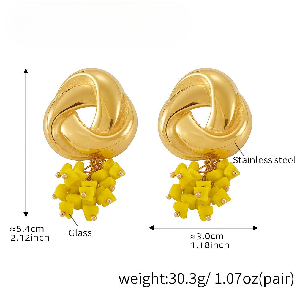 Planderful Geometric Tassel Stained Glass Earrings Women