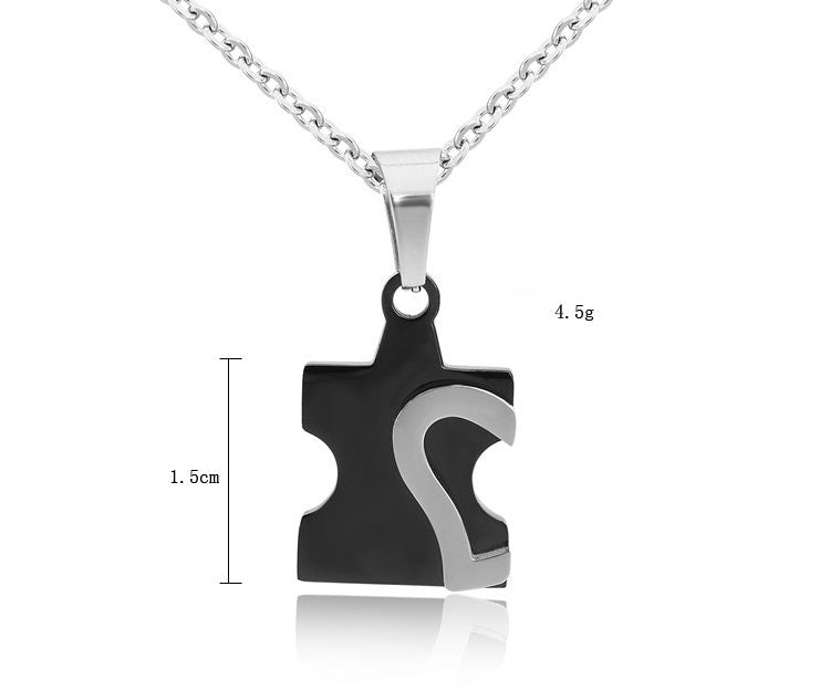 Puzzle Couple Necklace Titanium Steel Pendant Personalized For Couples Unisex Planderful Gift Idea