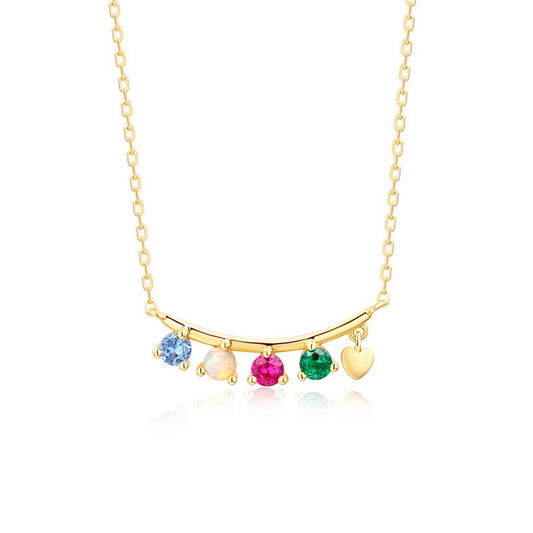 Round Shape Colourful Zircon Silver Necklace
