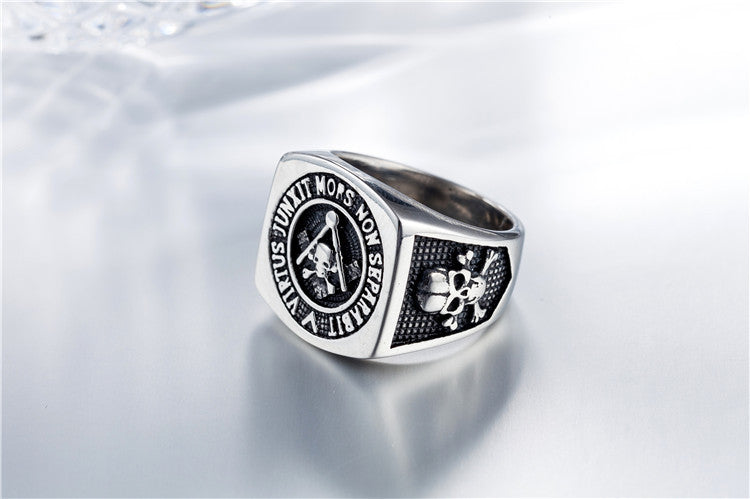 Planderful Everyday Genie Freemason Skull Ring Durable Titanium Steel Unisex Protection Statement