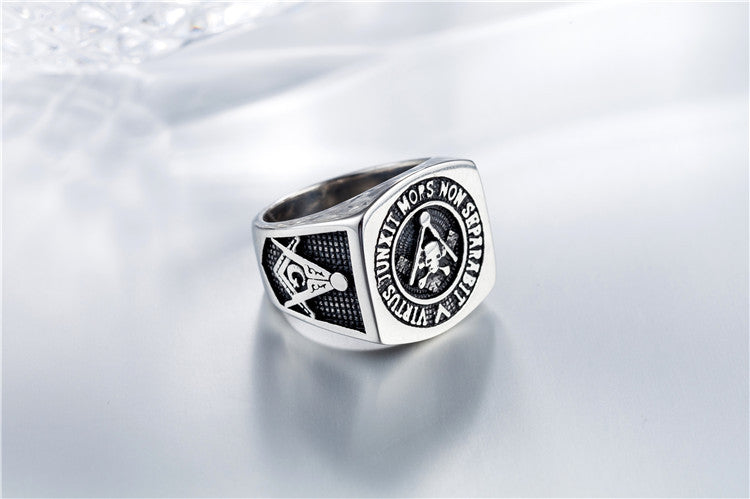 Planderful Everyday Genie Freemason Skull Ring Durable Titanium Steel Unisex Protection Statement