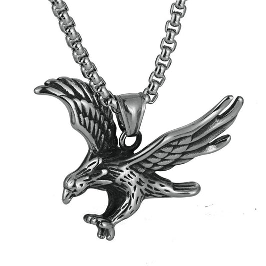 Titanium Steel Retro Eagle Pendant Necklace for Trendy Men