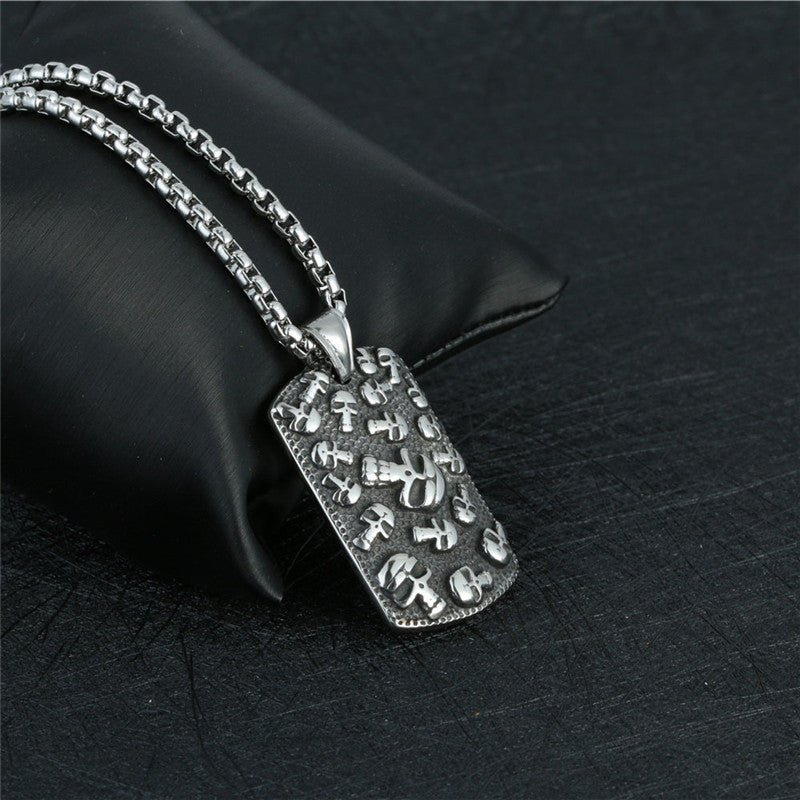 Titanium Steel Skull Pendant - Retro Rock Cross-Border Necklace for Men, 45mm Large Tag Design