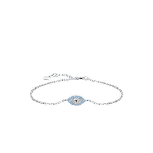 Sterling Silver Turquoise and Zircon Devil Eye Bracelet