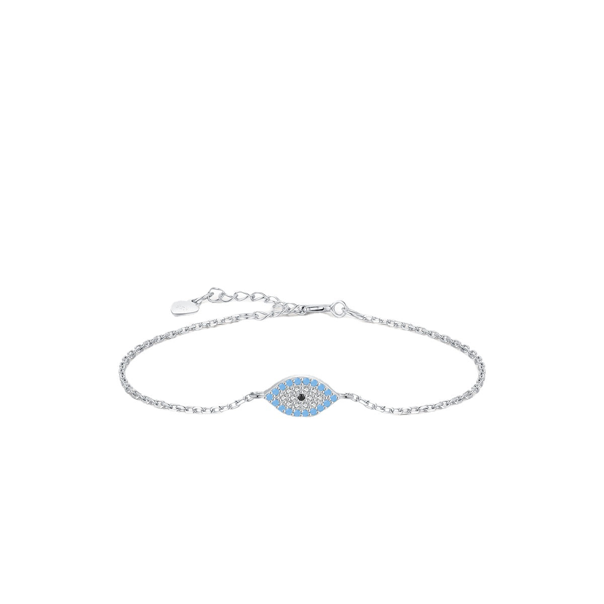 Sterling Silver Turquoise and Zircon Devil Eye Bracelet