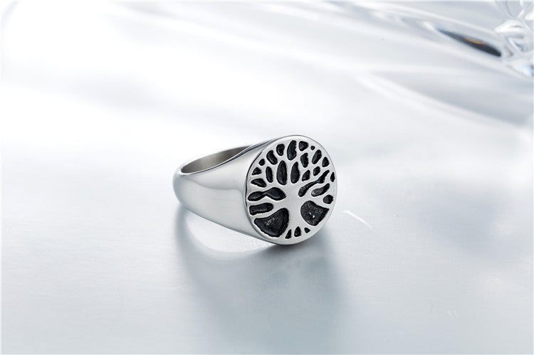 Hope Tree Ring: European and American Vintage Titanium Steel Jewelry