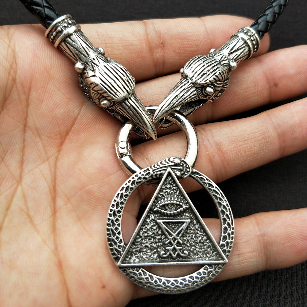 Viking-inspired Serpent Amulet Necklace for Men