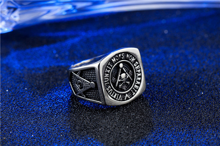 Planderful Everyday Genie Freemason Skull Ring Durable Titanium Steel Unisex Protection Statement