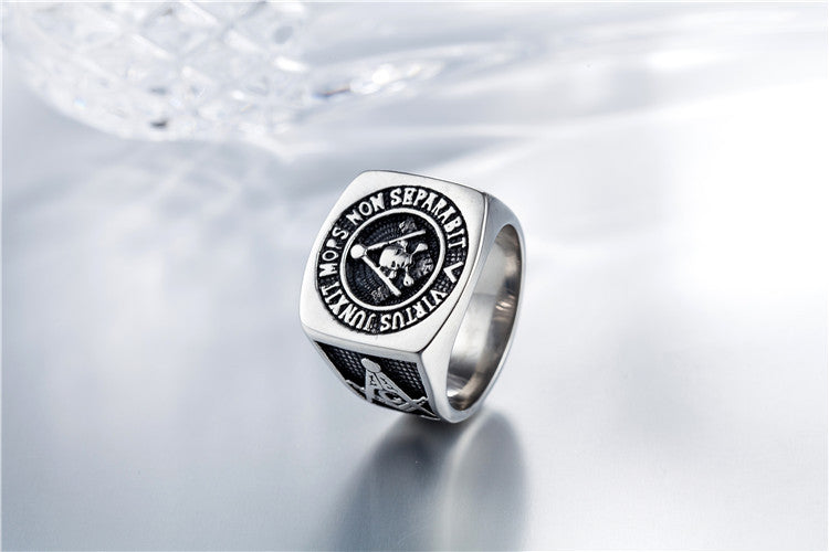 Planderful Everyday Genie Freemason Skull Ring Durable Titanium Steel Unisex Protection Statement