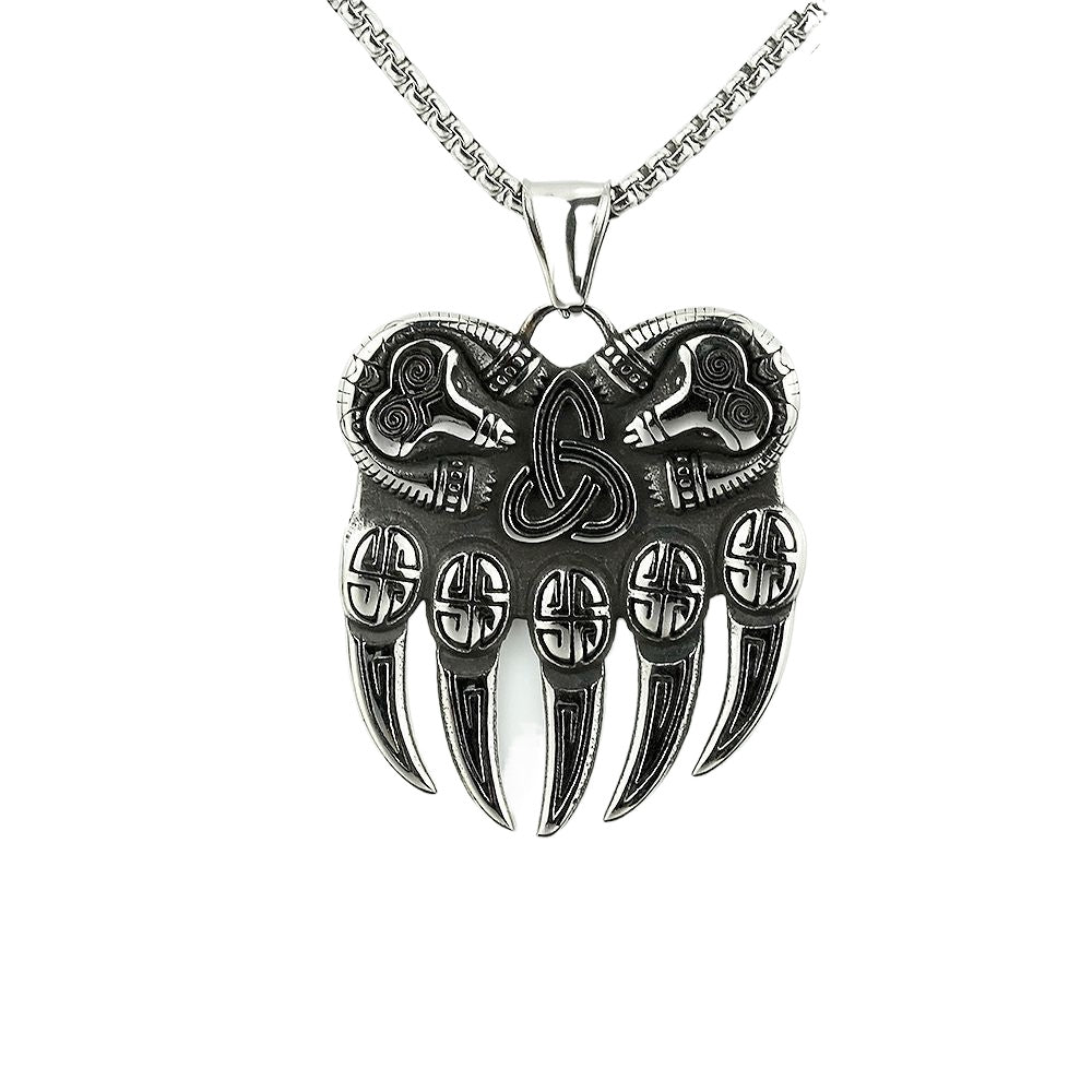 Stainless Steel Norse Mythology Vikings Bear Pendant Necklace
