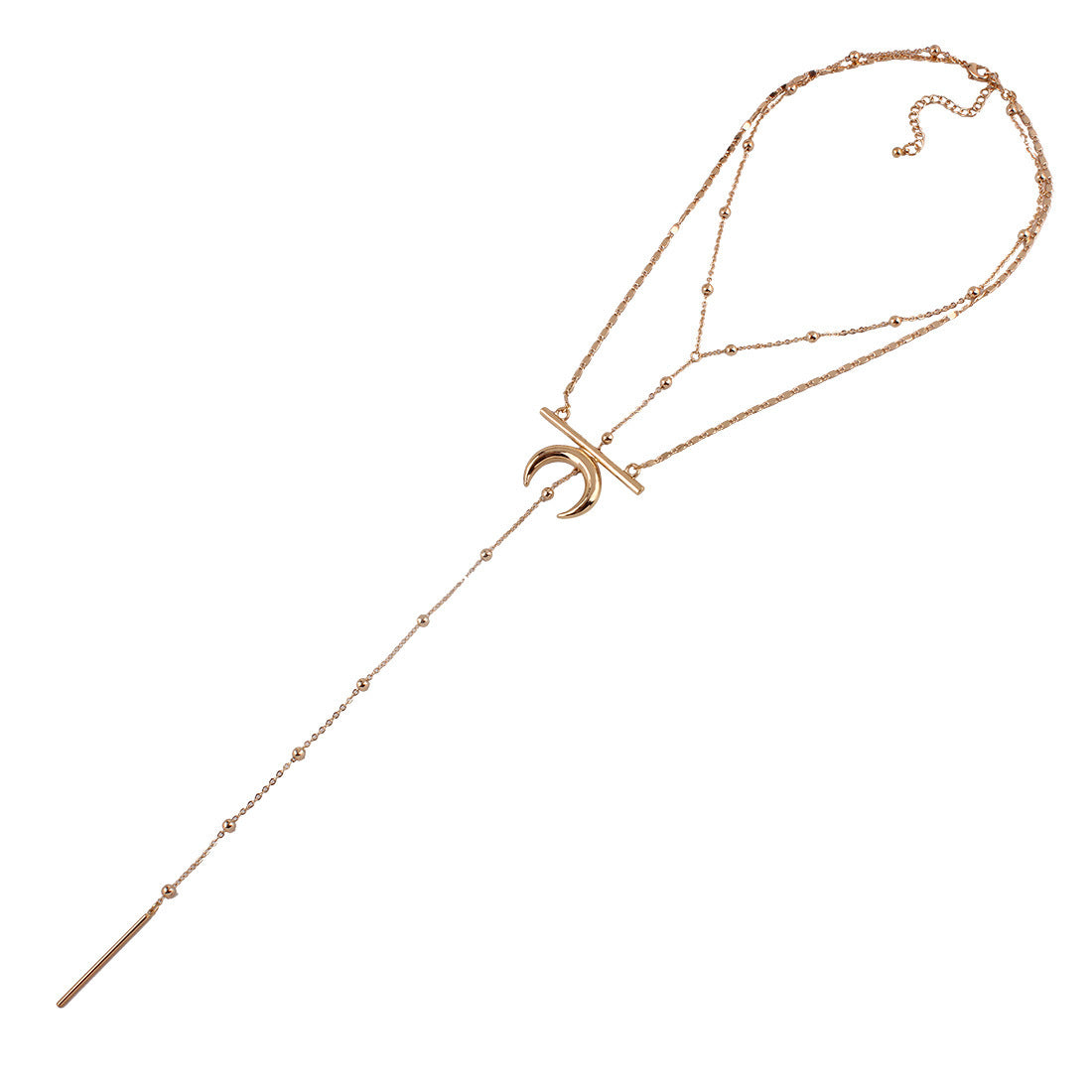 Dual Moon Pendant Necklace for Stylish Girls: Trendy Alloy Necklace with European and American Influence