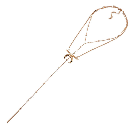 Dual Moon Pendant Necklace for Stylish Girls: Trendy Alloy Necklace with European and American Influence