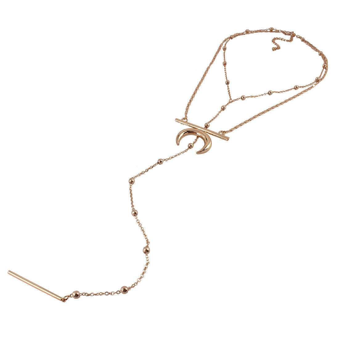 Dual Moon Pendant Necklace for Stylish Girls: Trendy Alloy Necklace with European and American Influence