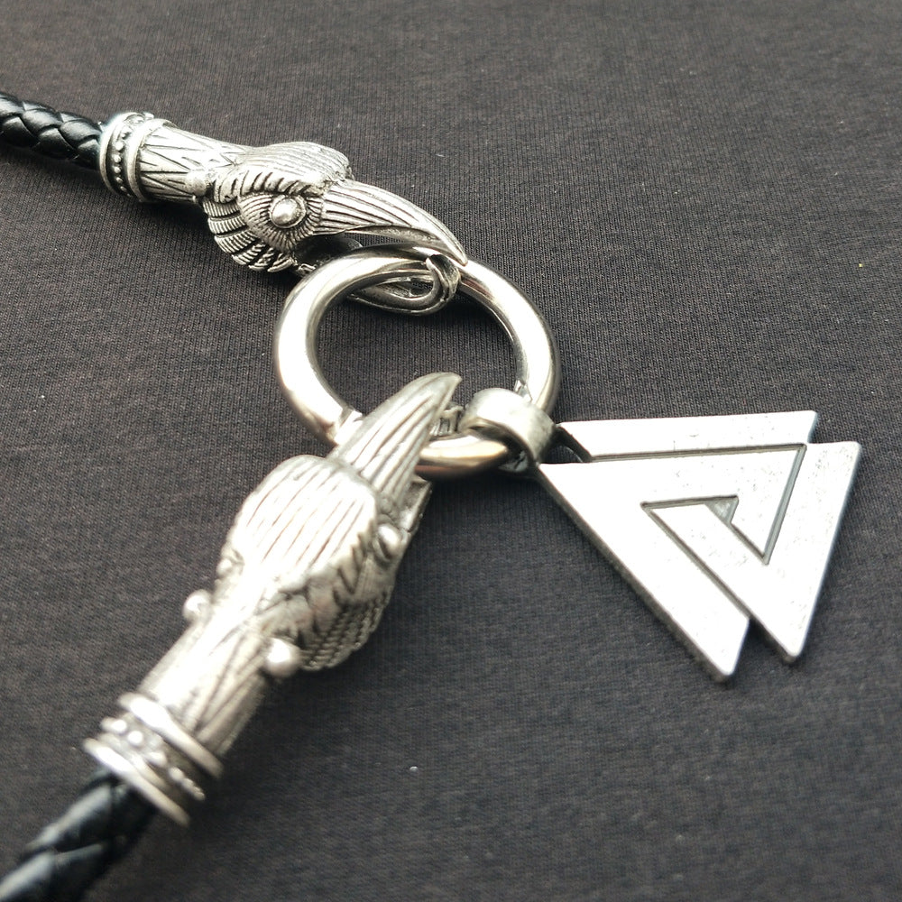 Viking God Odin Triangle Pendant Necklace - Men's Nordic Mythology Jewelry
