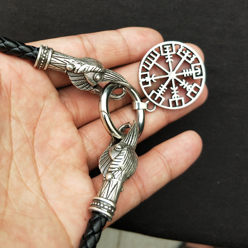 Norse Legacy Silver Compass Necklace for Men