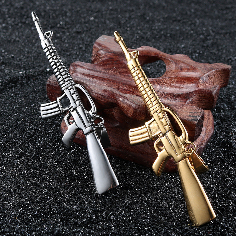 Urban Hip-Hop Titanium Steel Gun Pendant - Personalized Punk Jewelry for Men