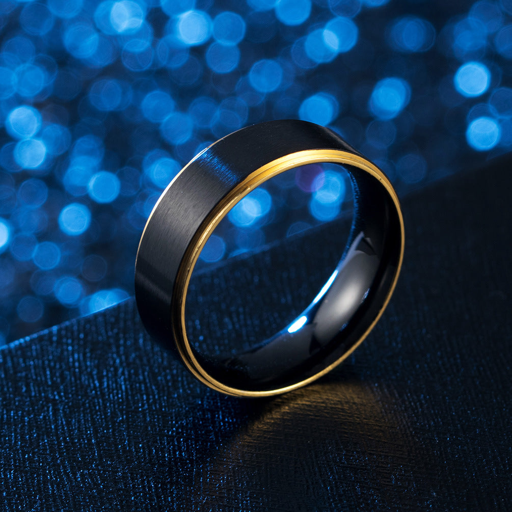 E-Commerce Jewelry Titanium Steel Black Two-Color Ring