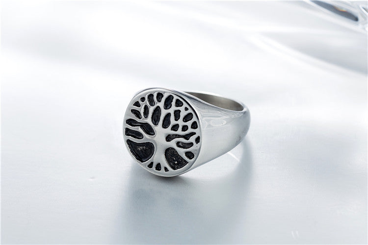 Hope Tree Ring: European and American Vintage Titanium Steel Jewelry