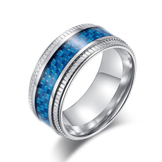 Domineering Men's Carbon Fiber Ring and Titanium Steel Jewelry