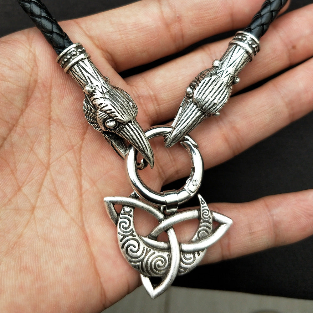 Moonlit Viking Rune Necklace with Trinity Knot Pendant for Men ...