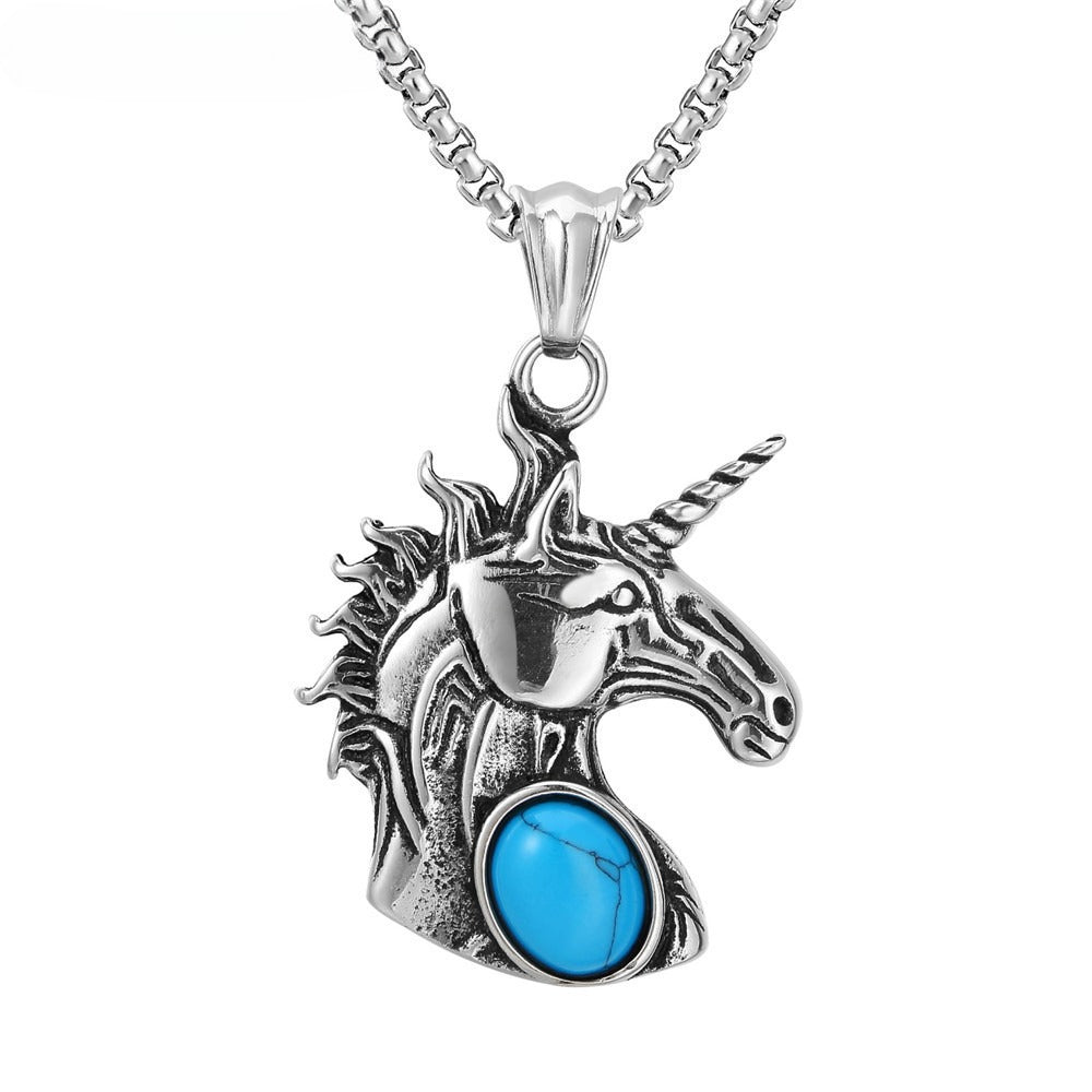 Planderful Titanium Stainless Steel Unicorn Pendant Personalized Korean Edition Unisex Protection Jewelry For Him And Her