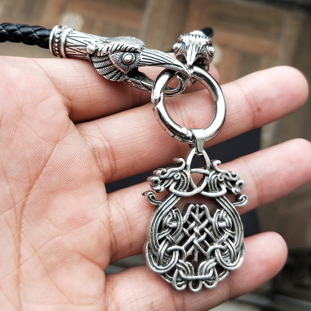 Norse Legacy Dragon Pendant Necklace - Stylish Viking Amulet for Men