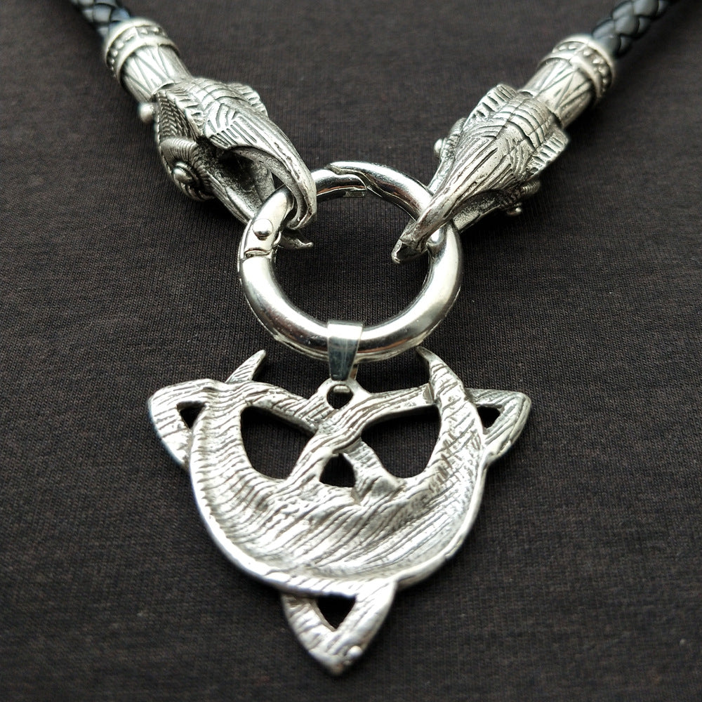 Moonlit Viking Rune Necklace with Trinity Knot Pendant for Men ...
