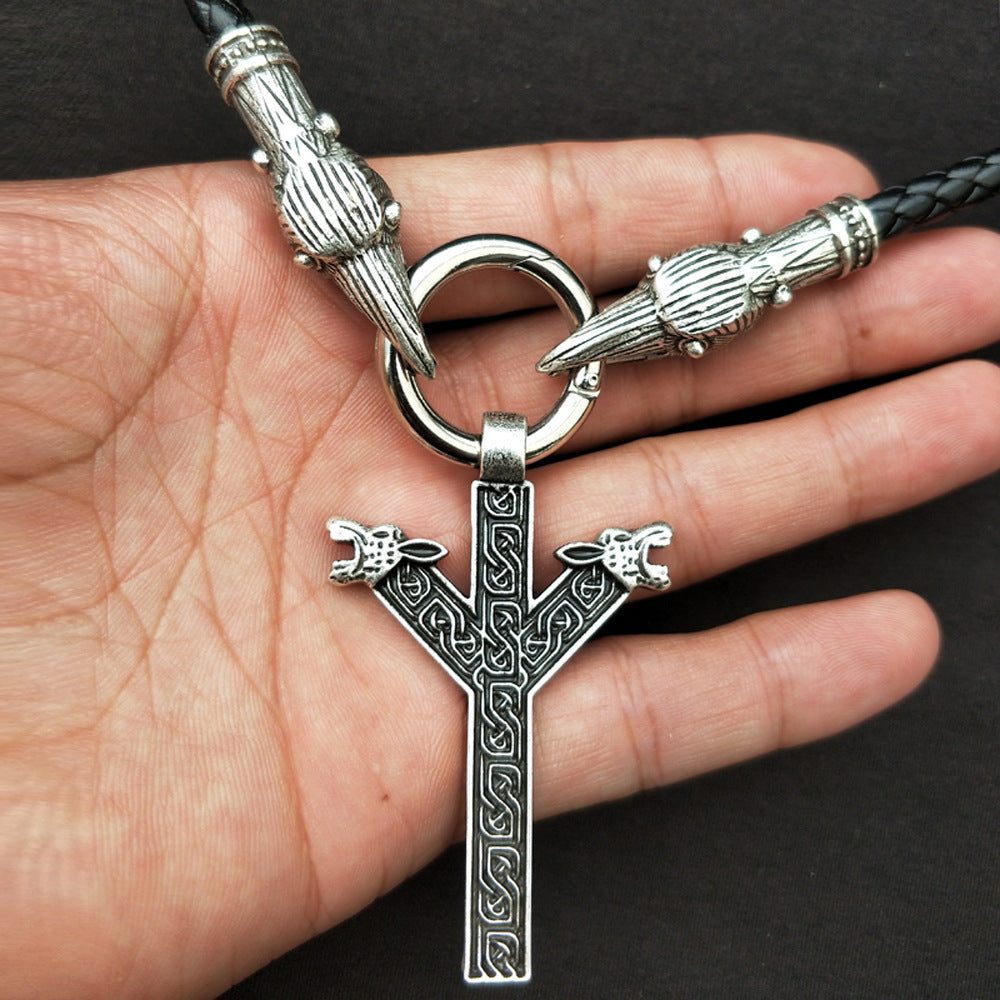 Dragon Head Rune Necklace - Mythological Nordic Pendant for Men