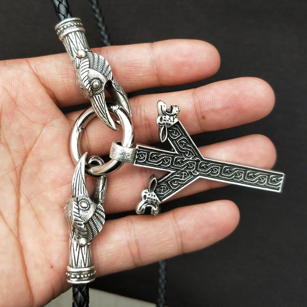 Dragon Head Rune Necklace - Mythological Nordic Pendant for Men