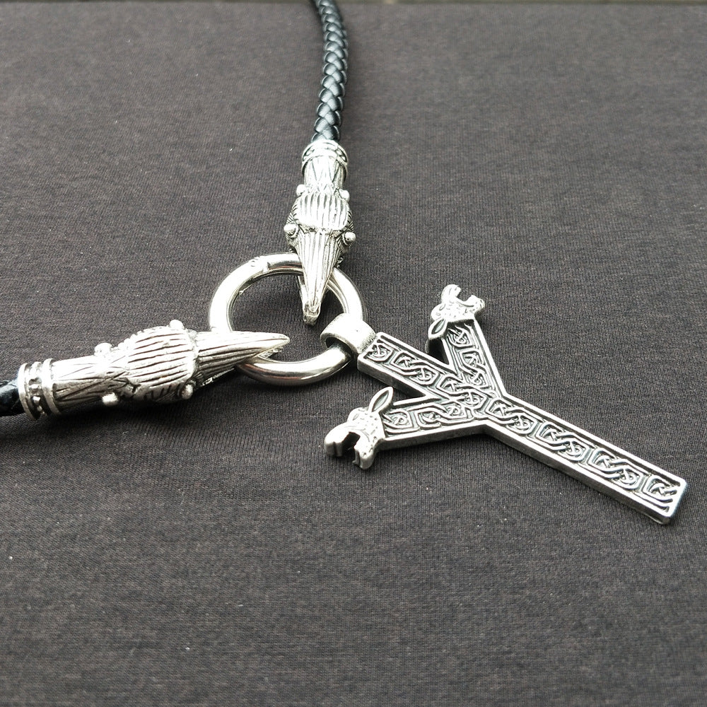 Dragon Head Rune Necklace - Mythological Nordic Pendant for Men