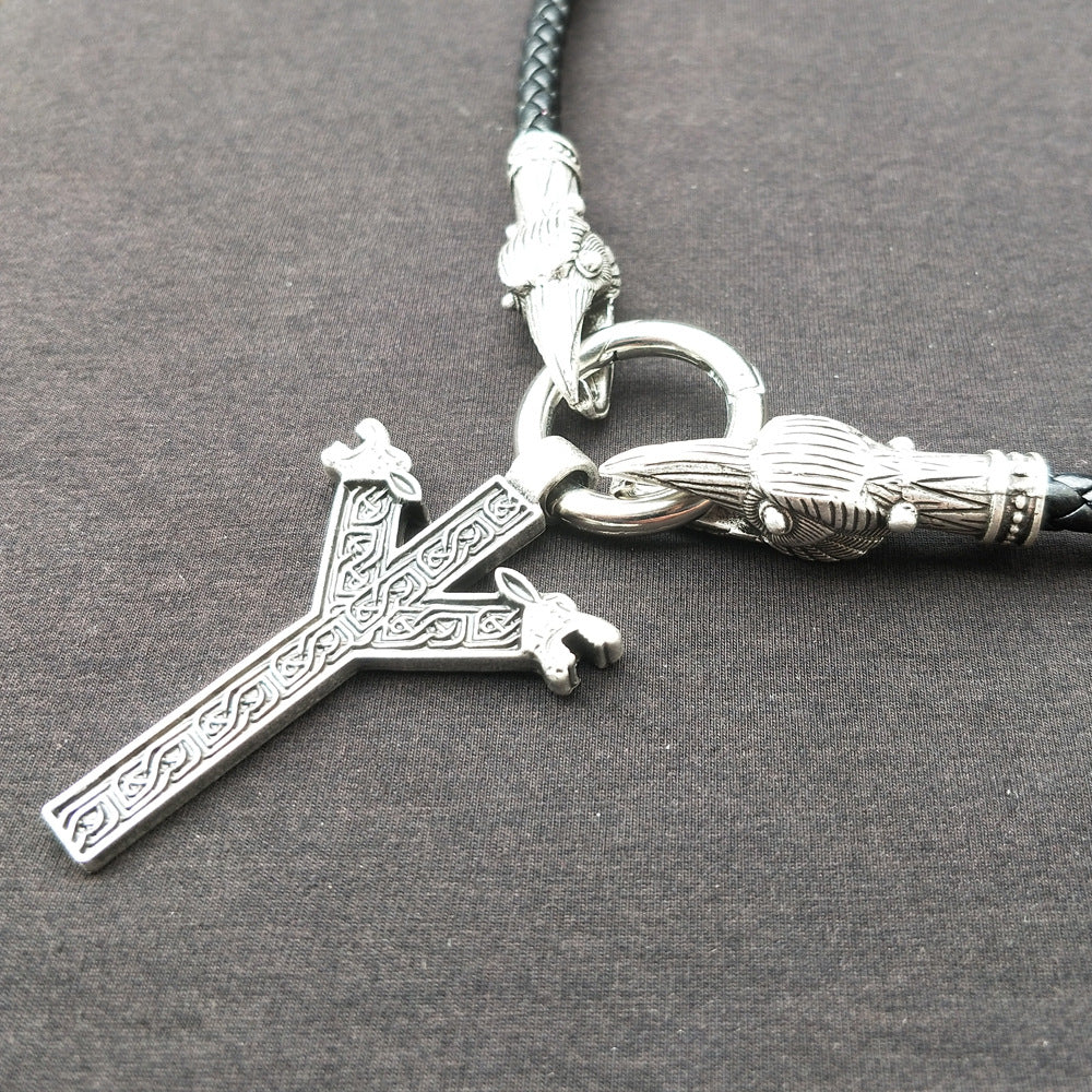 Dragon Head Rune Necklace - Mythological Nordic Pendant for Men