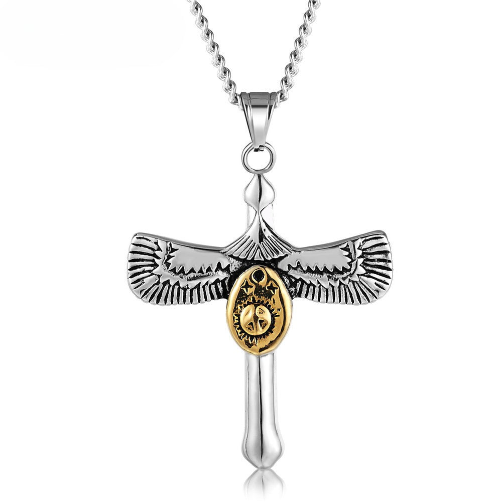 Eagle Wings Pendant Necklace Titanium Steel Unisex Bold Protection Charm Planderful For Men And Women