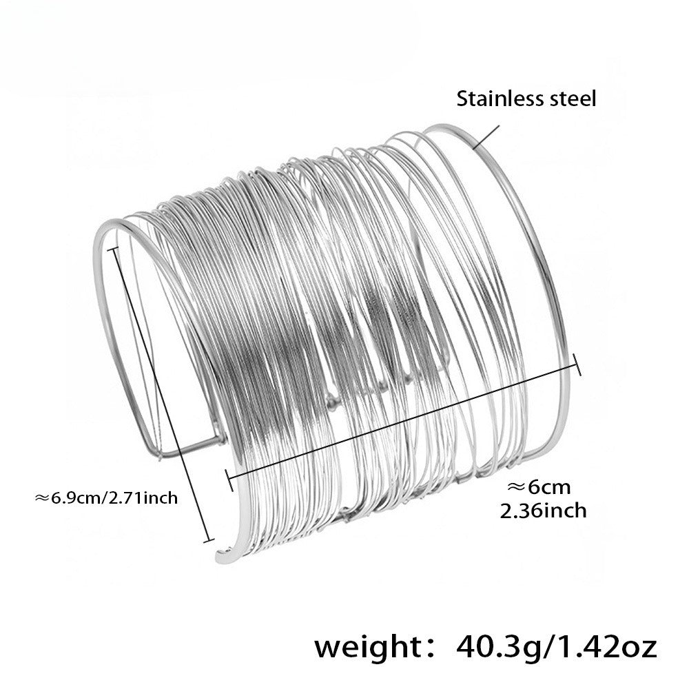 Planderful Stainless Steel Layered Arm Ring Bracelet Punk