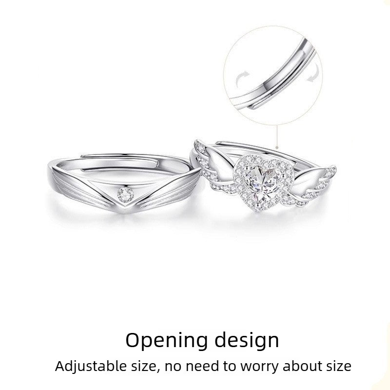 S925 Sterling Silver Contemporary Couple Ring — Adjustable