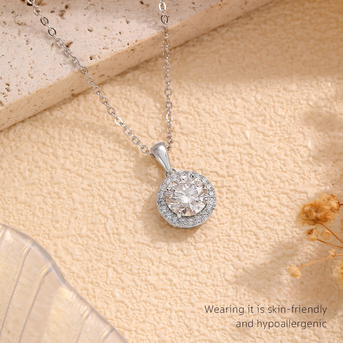 Moissanite Round 925 Sterling Silver Women's Pendant Necklace